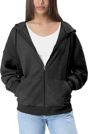 GIVON Women's Oversized Zip Up Hoodie Lightweight Thin Long Sleeve Hooded Sweatshirt with Pockets