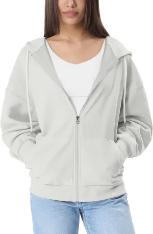 GIVON Women's Oversized Zip Up Hoodie Lightweight Thin Long Sleeve Hooded Sweatshirt with Pockets