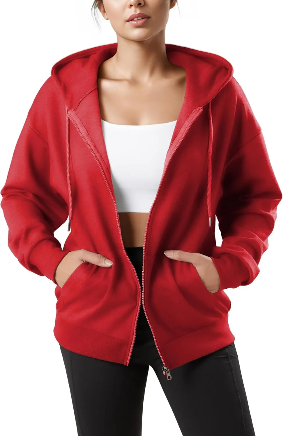 GIVON Women's Oversized Zip Up Hoodie Lightweight Thin Long Sleeve Hooded Sweatshirt with Pockets