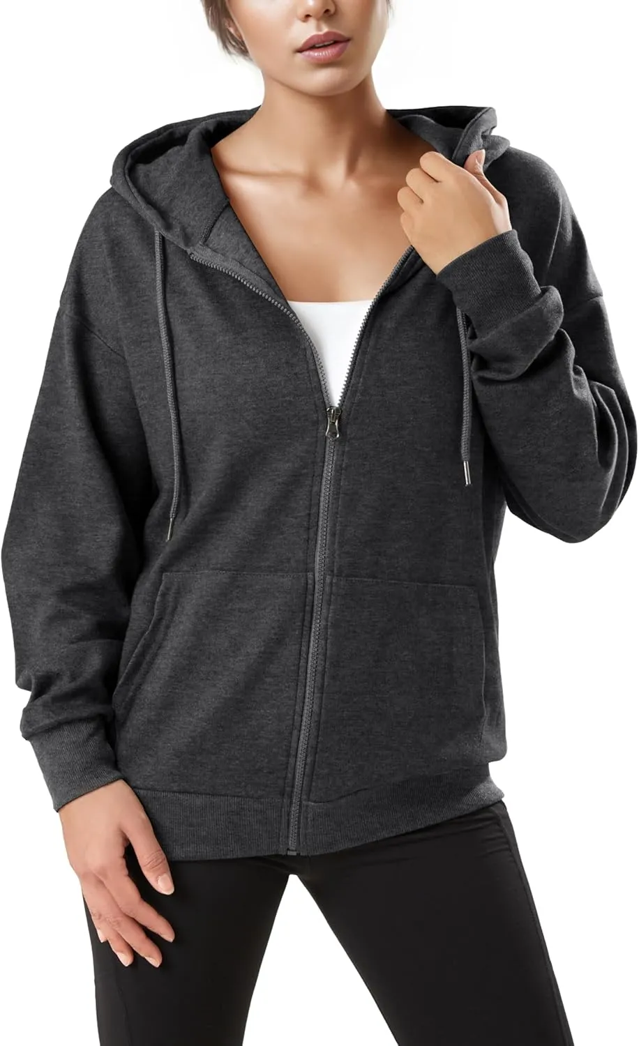 GIVON Women's Oversized Zip Up Hoodie Lightweight Thin Long Sleeve Hooded Sweatshirt with Pockets