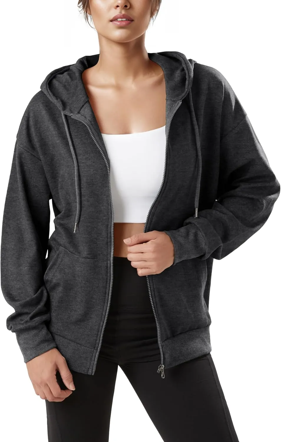 GIVON Women's Oversized Zip Up Hoodie Lightweight Thin Long Sleeve Hooded Sweatshirt with Pockets