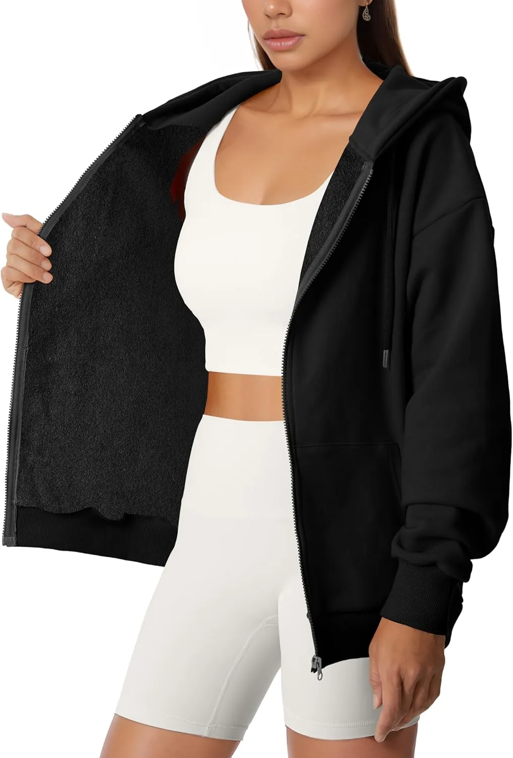 GIVON Women's Oversized Zip Up Hoodie Lightweight Thin Long Sleeve Hooded Sweatshirt with Pockets