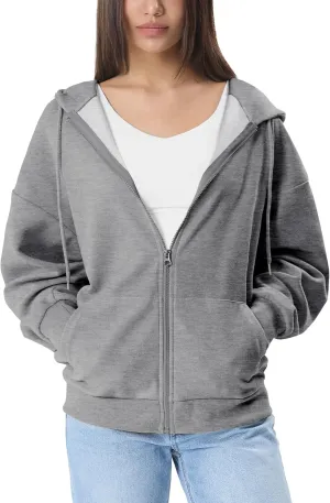 GIVON Women's Oversized Zip Up Hoodie Lightweight Thin Long Sleeve Hooded Sweatshirt with Pockets