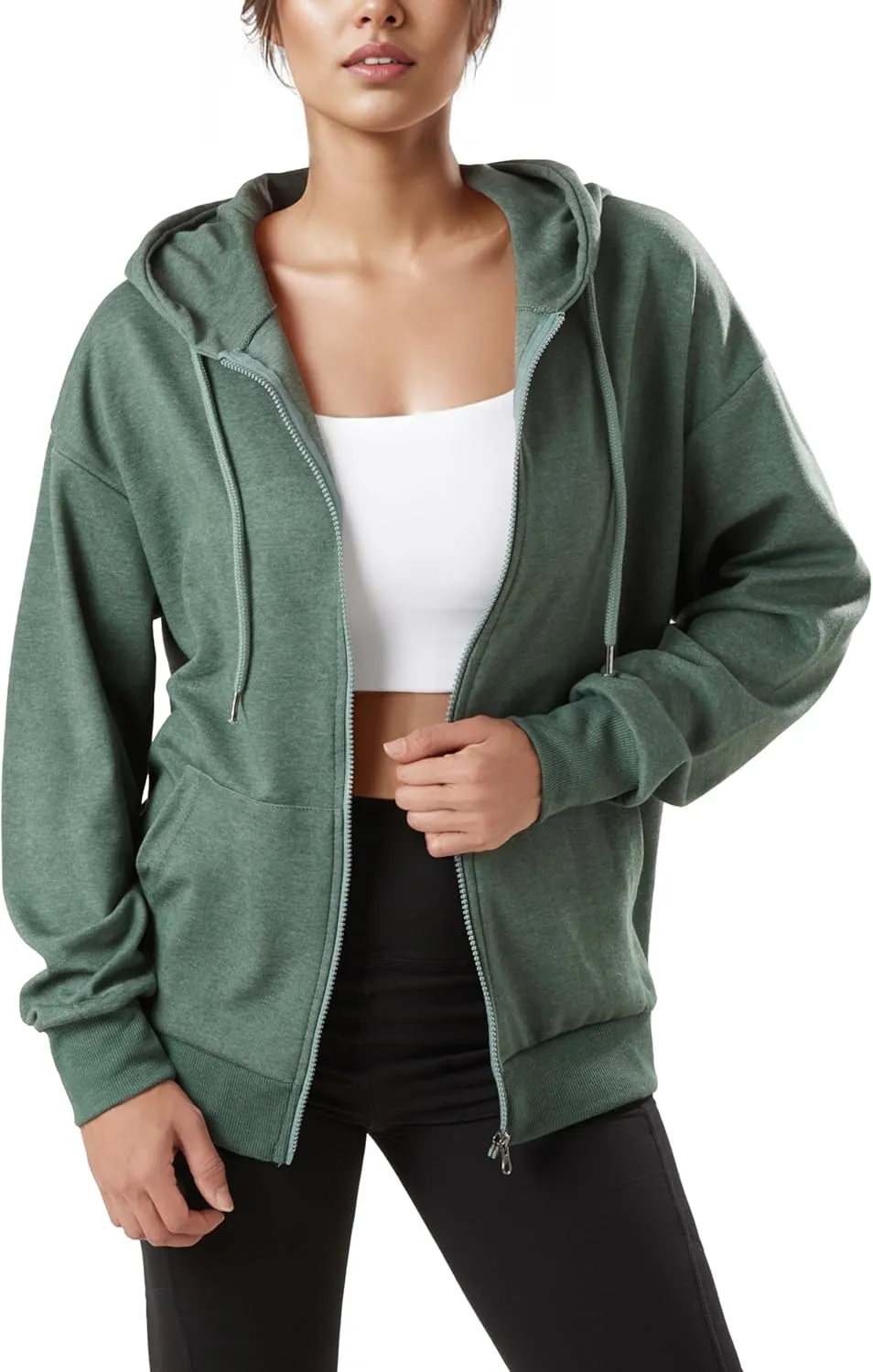 GIVON Women's Oversized Zip Up Hoodie Lightweight Thin Long Sleeve Hooded Sweatshirt with Pockets