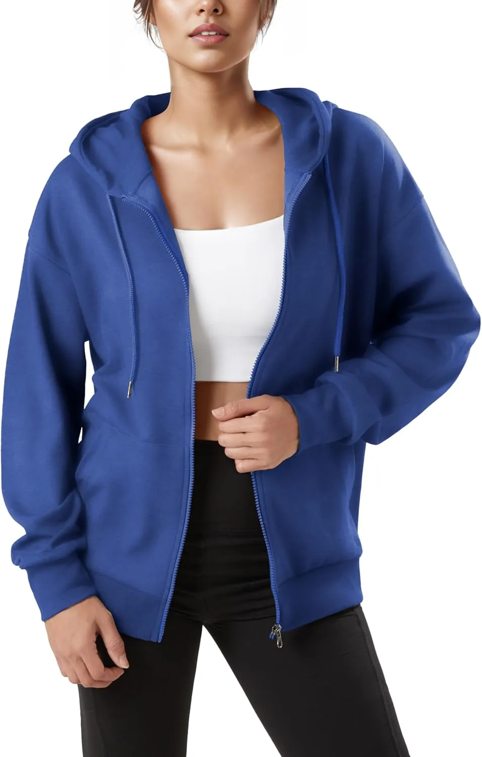 GIVON Women's Oversized Zip Up Hoodie Lightweight Thin Long Sleeve Hooded Sweatshirt with Pockets