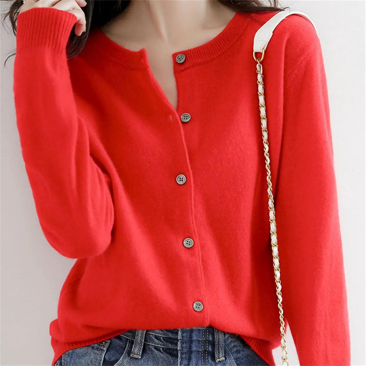 GOKKILRW Womens Button Down Knit Cardigans Coats Fall Long Sleeve Casual Jackets for Petite Women Stretchy Soft Lounge Blouse