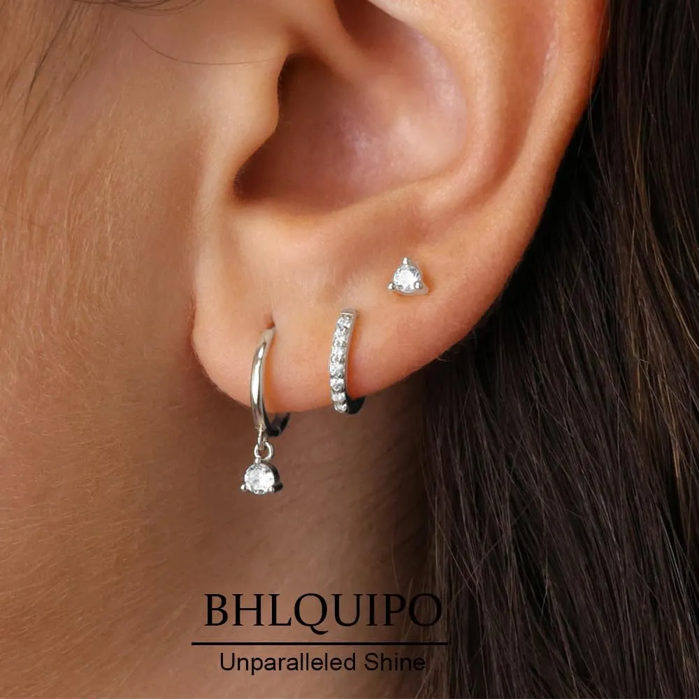 Gold Earrings for Women Trendy Set of 3 Pair Dainty Gold Dangle Small Hoop Stud Earrings for Women 14K Gold Plated Huggie Hoop Earrings for Women Cartilage Second Hole Earrings Stack for Women