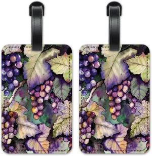 Grapes and Leaves - Luggage ID Tags - Suitcase Identification Cards - Set of 2