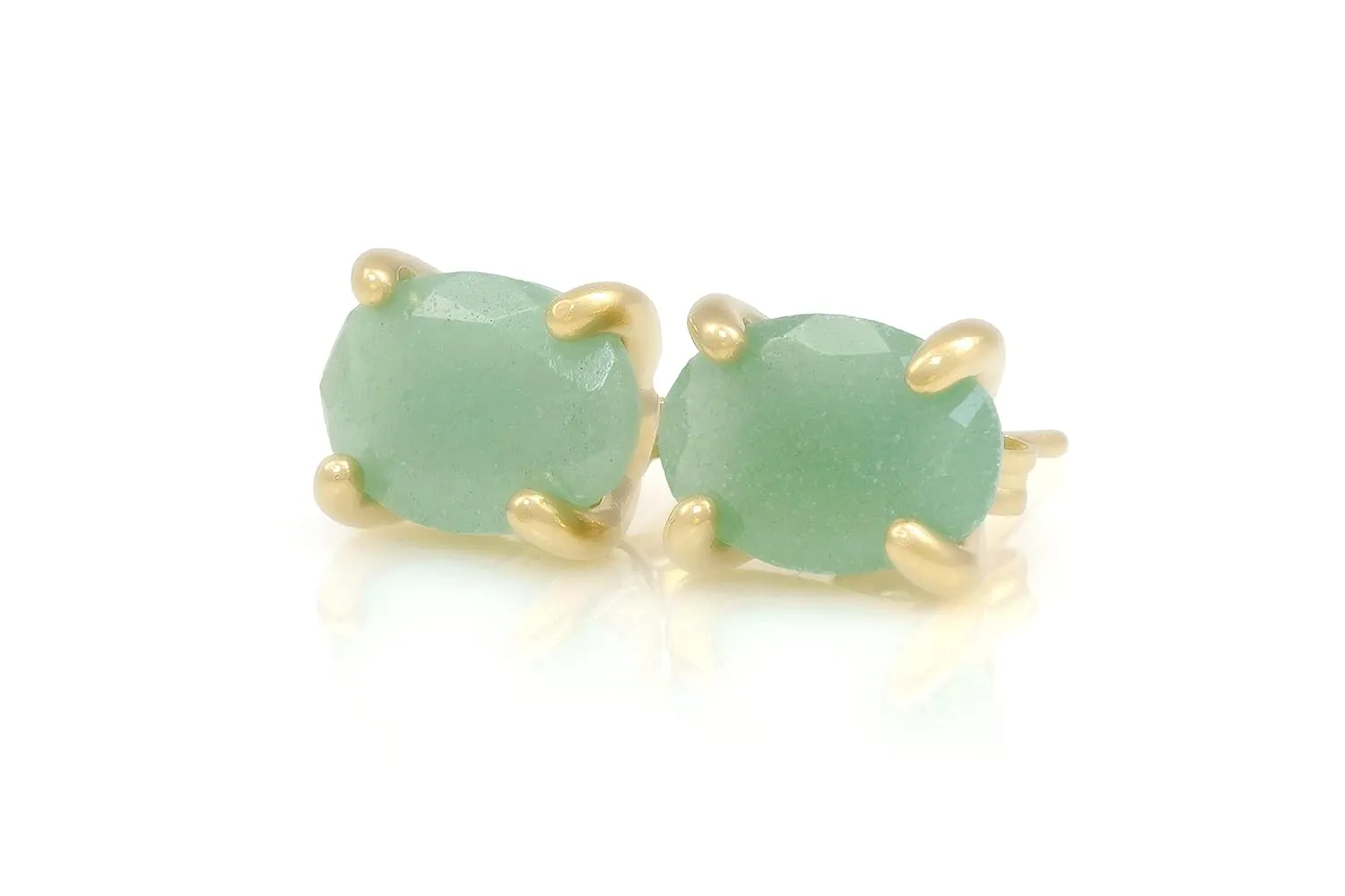 Green Aventurine Earrings - Minimalist Studs - Natural Gemstone Jewelry - Handmade Women's Accessory with Box