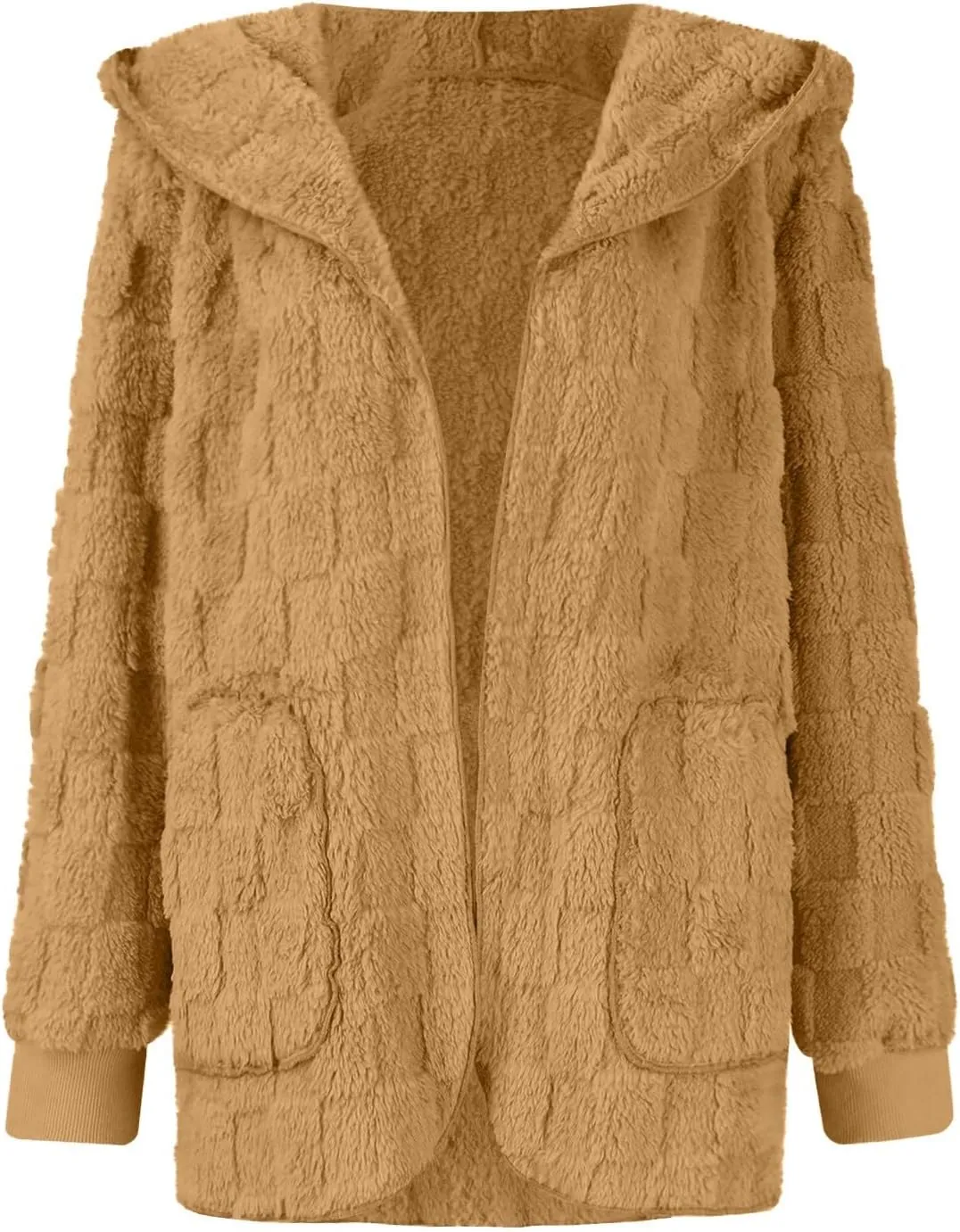 Gumipy Sherpa Jacket Women Open Front Hooded Fleece Jacket Fuzzy Warm Womens Jacket Cardigan Trendy Women Winter Clothes