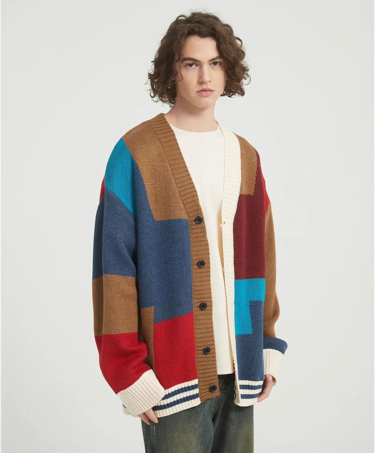 GURUNVANI Cardigan Sweater for Men Knitted Long Sleeve Sweaters with Buttons