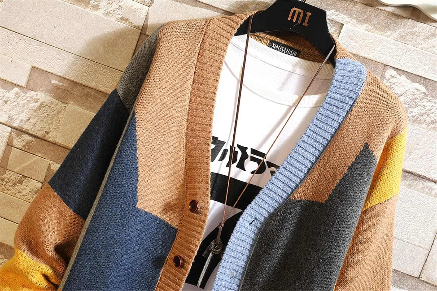 GURUNVANI Cardigan Sweater for Men Knitted Long Sleeve Sweaters with Buttons
