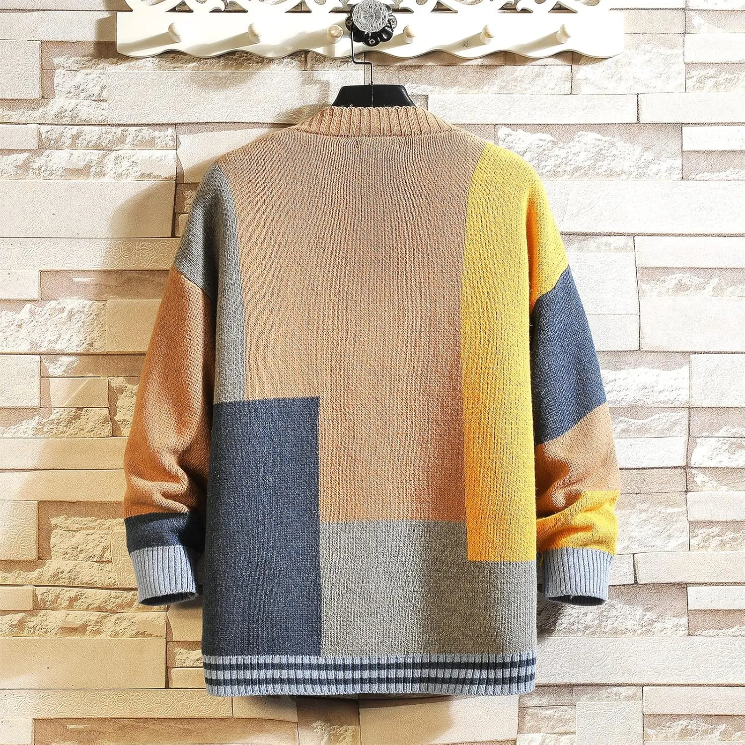 GURUNVANI Cardigan Sweater for Men Knitted Long Sleeve Sweaters with Buttons