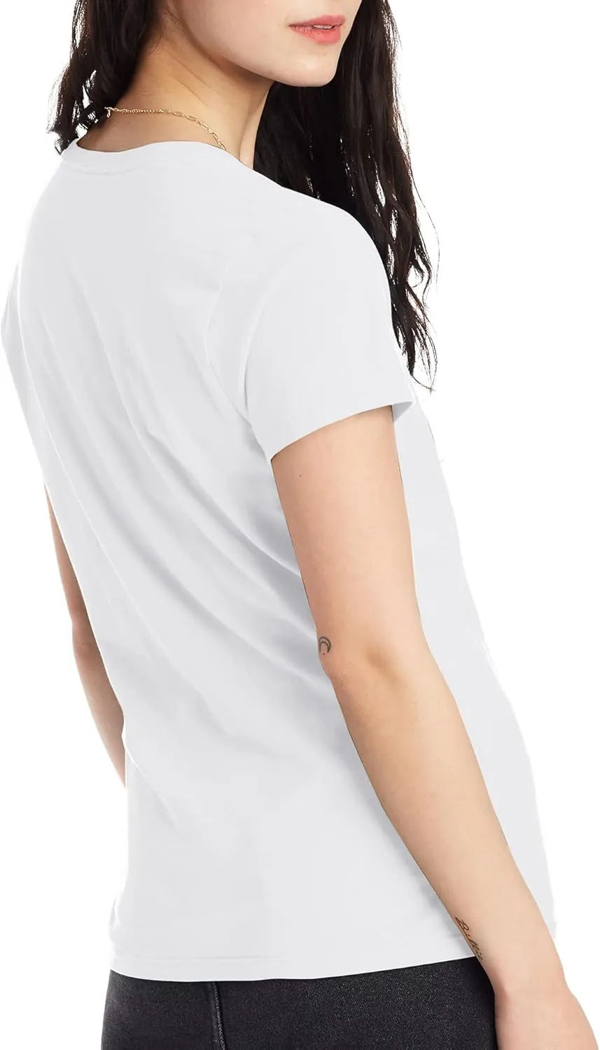 Hanes Perfect-T V-Neck T-Shirt, Cotton Short Sleeve Tee for Women, 1 or 2 Pack