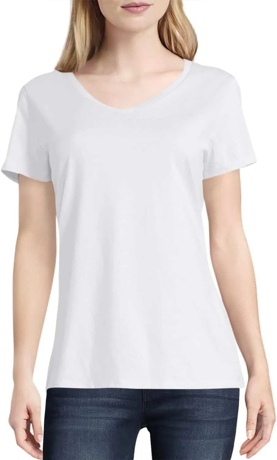 Hanes Perfect-T V-Neck T-Shirt, Cotton Short Sleeve Tee for Women, 1 or 2 Pack