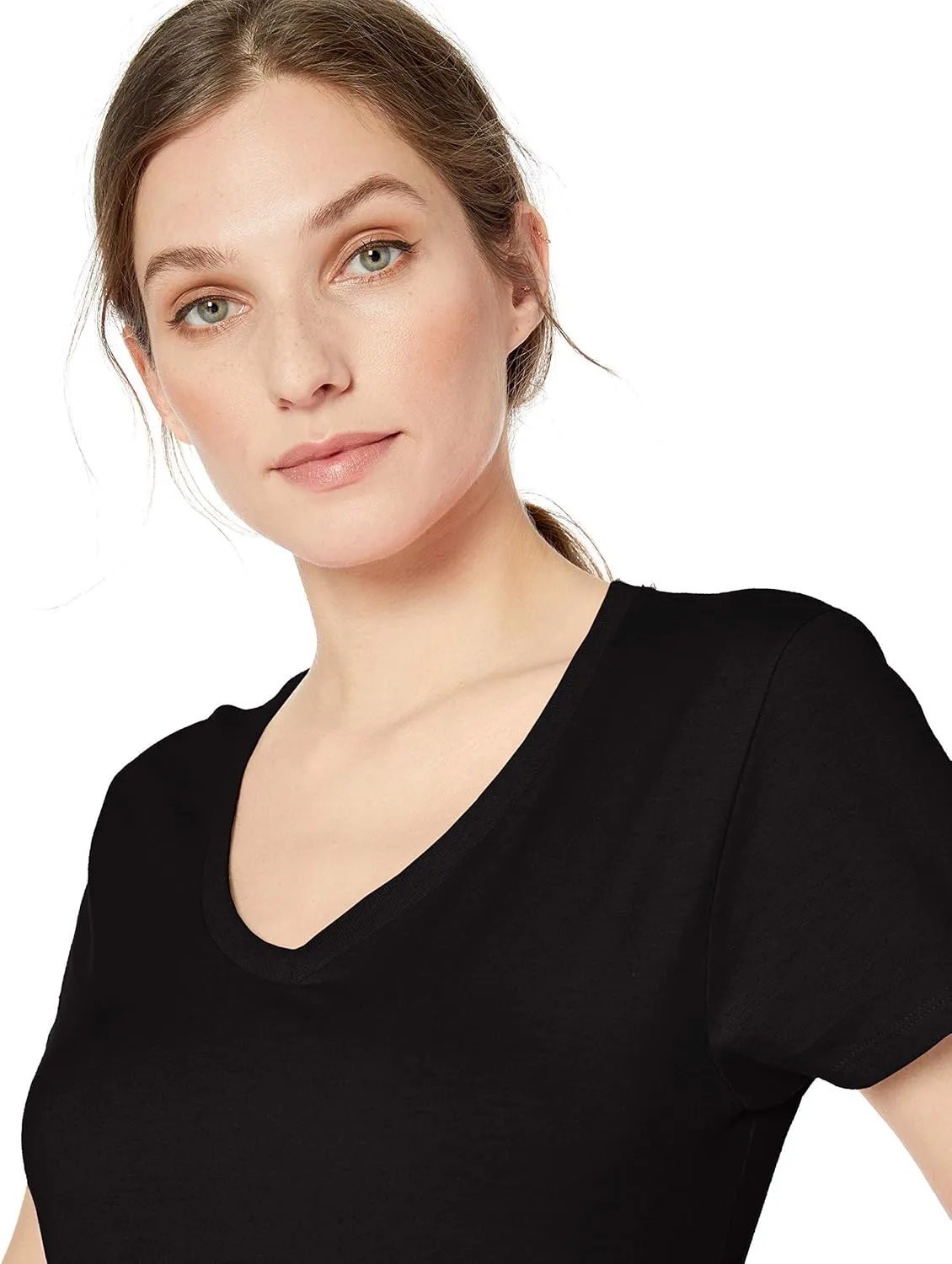Hanes Perfect-T V-Neck T-Shirt, Cotton Short Sleeve Tee for Women, 1 or 2 Pack