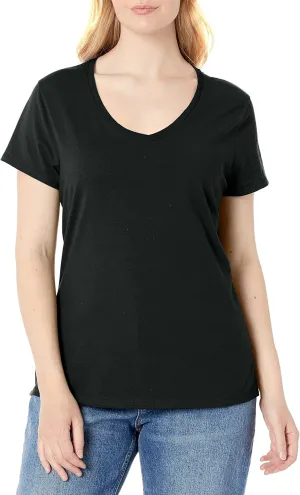 Hanes Perfect-T V-Neck T-Shirt, Cotton Short Sleeve Tee for Women, 1 or 2 Pack