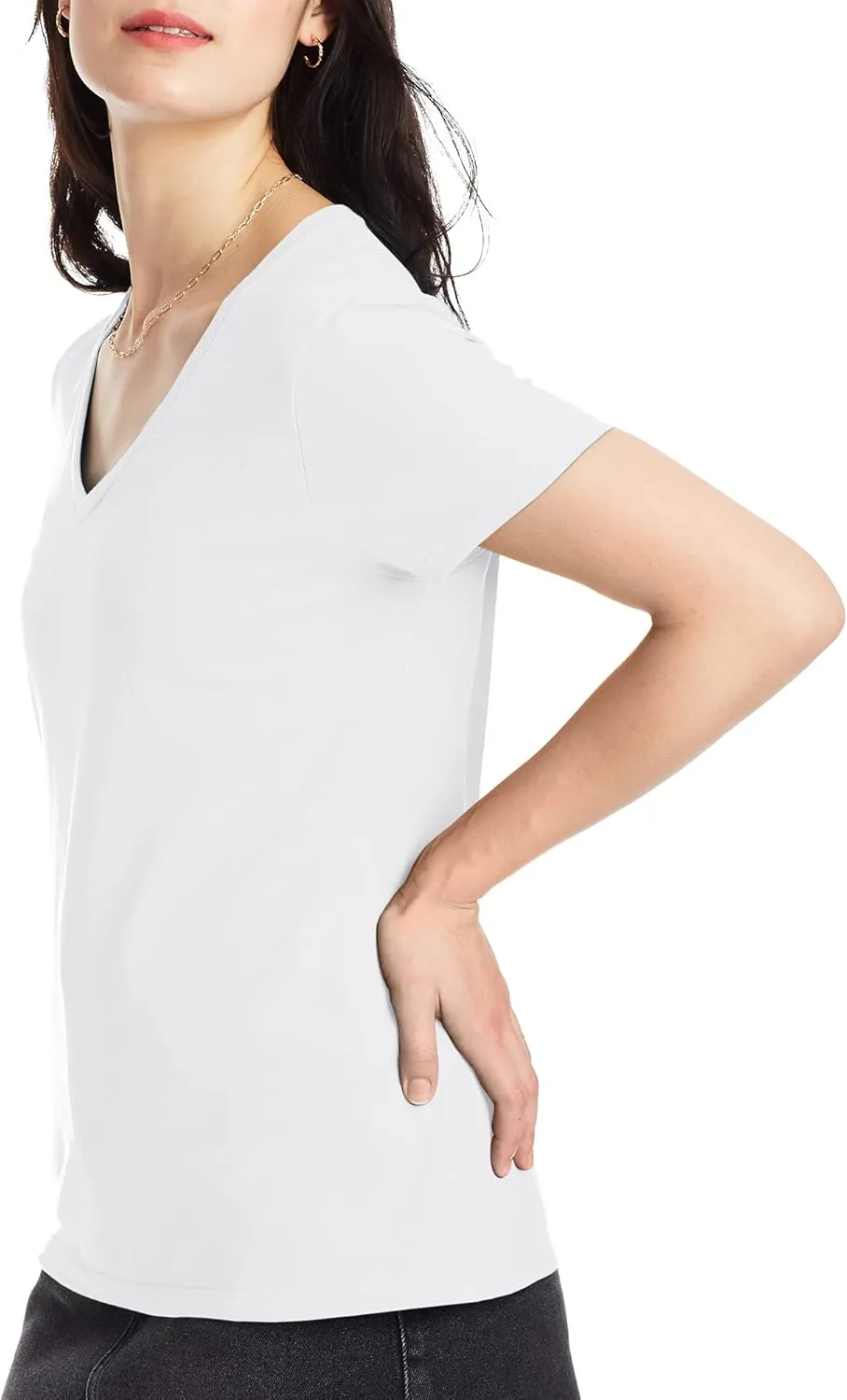 Hanes Perfect-T V-Neck T-Shirt, Cotton Short Sleeve Tee for Women, 1 or 2 Pack