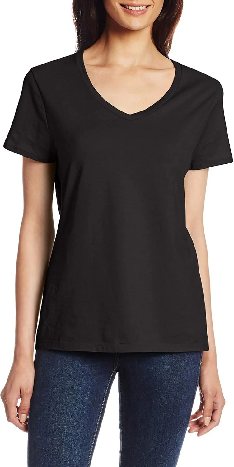 Hanes Perfect-T V-Neck T-Shirt, Cotton Short Sleeve Tee for Women, 1 or 2 Pack