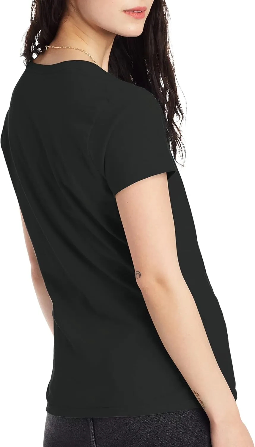 Hanes Perfect-T V-Neck T-Shirt, Cotton Short Sleeve Tee for Women, 1 or 2 Pack