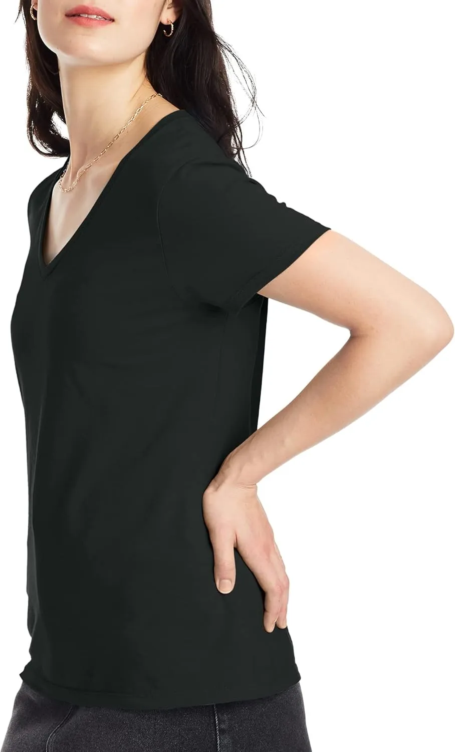 Hanes Perfect-T V-Neck T-Shirt, Cotton Short Sleeve Tee for Women, 1 or 2 Pack