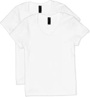 Hanes Womens Perfect-t V-neck T-shirt, Ringspun Cotton Short Sleeve Tee For 1 Or 2 Pack, White - 2 Pack, Large US