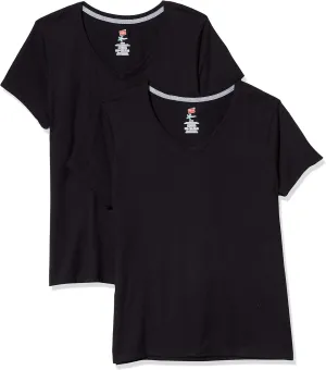 Hanes womens Short Sleeve V-neck T-shirt T Shirt, Black, 3X-Large US
