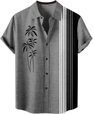 Hawaiian Shirt for Men Shirts Men's Retro Bowling Shirts 50s Rockabilly Style Button Down Shirts Cuban