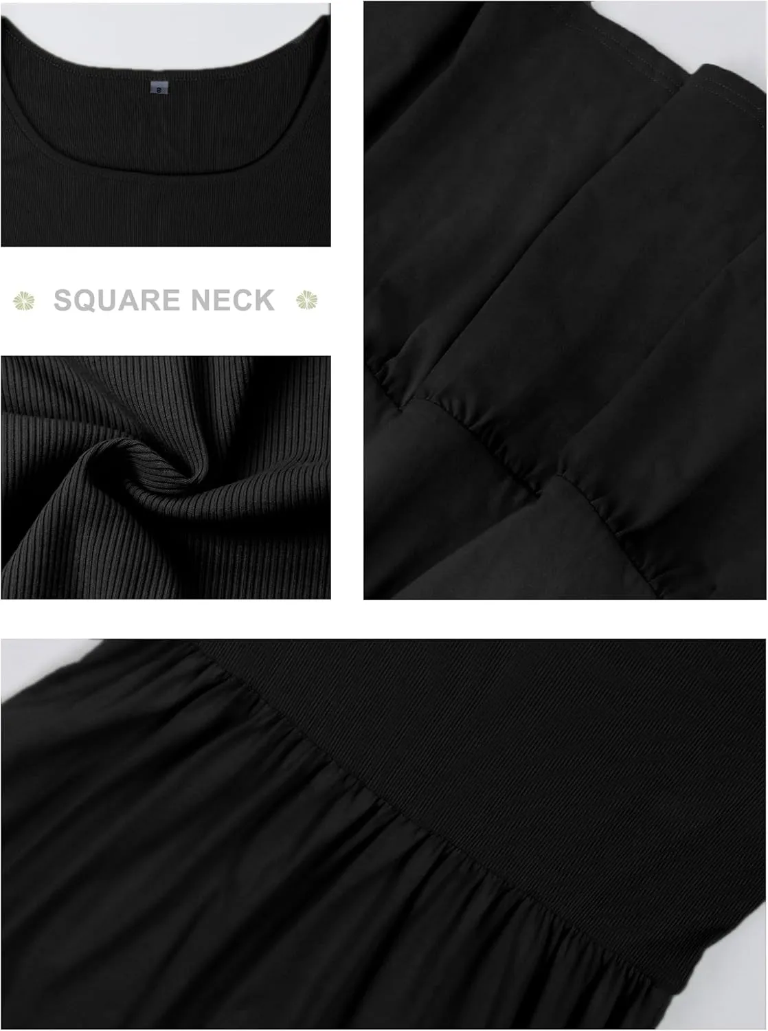 HDLTE Women Summer Dresses 2025 Square Neck Tiered Tank Long Maxi Casual Sundress with Pockets