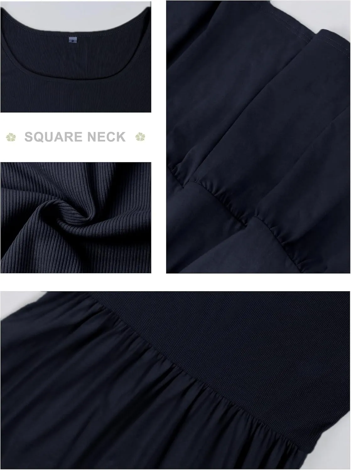 HDLTE Women Summer Dresses 2025 Square Neck Tiered Tank Long Maxi Casual Sundress with Pockets