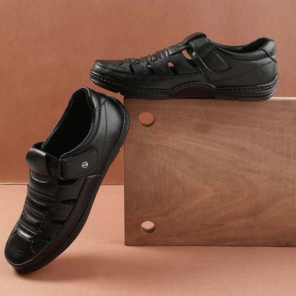 Healers Black Casual Sandal For Men ERL-19 By Liberty