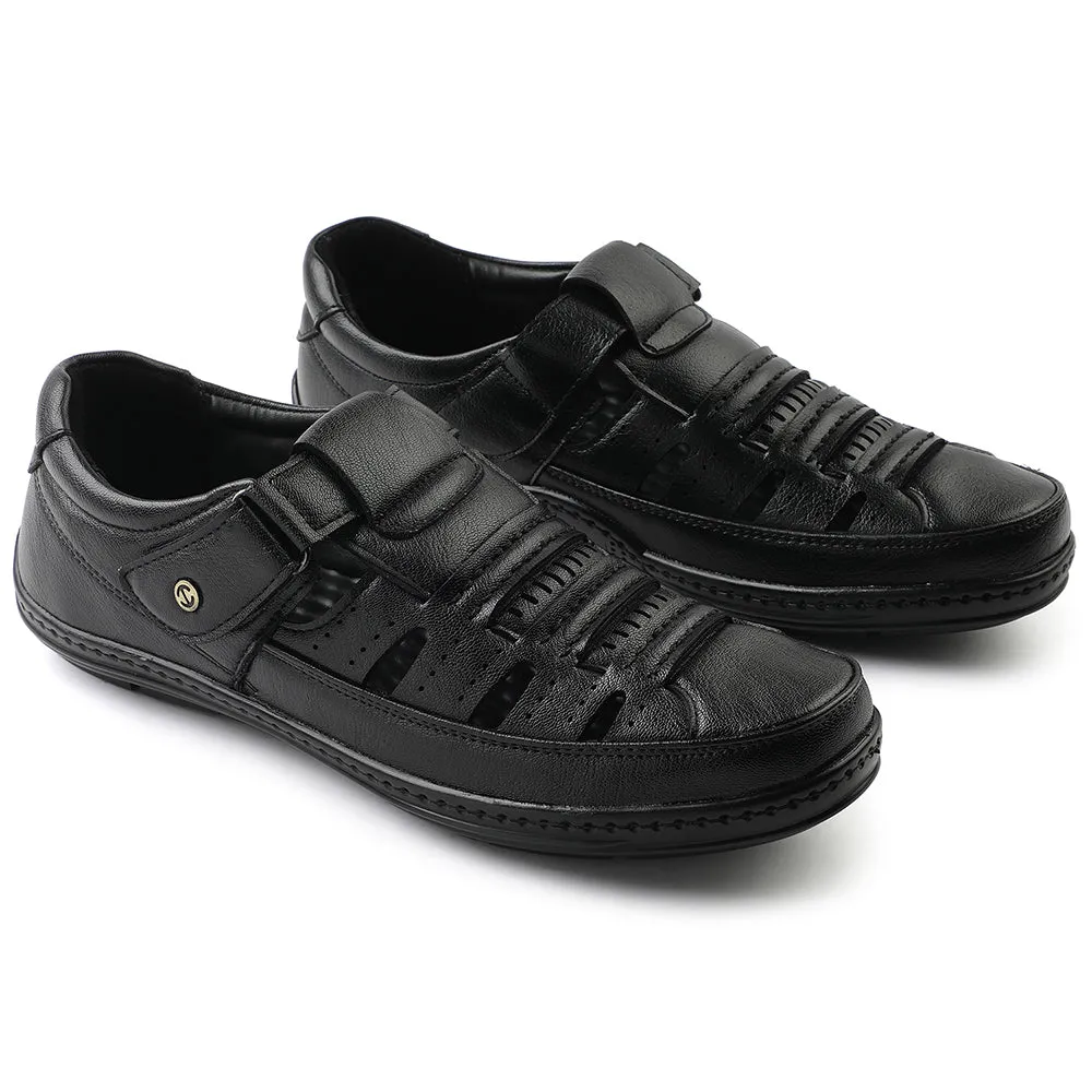 Healers Black Casual Sandal For Men ERL-19 By Liberty