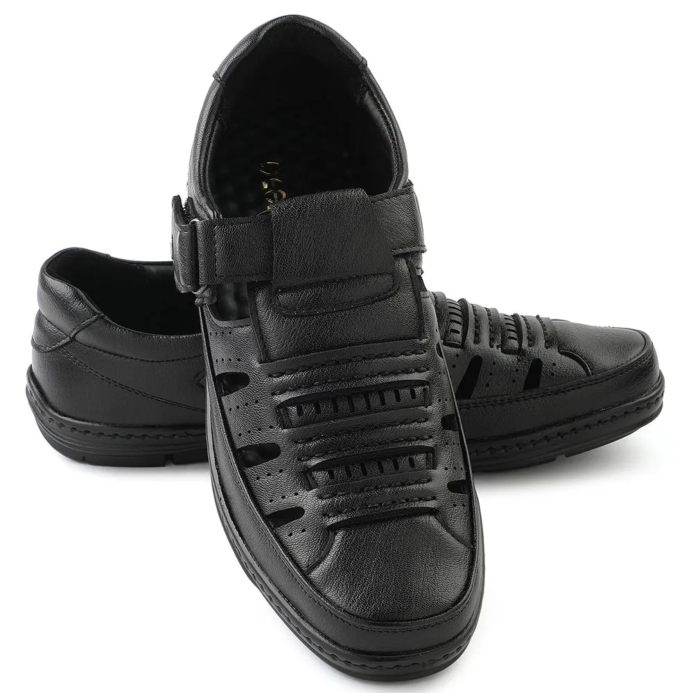 Healers Black Casual Sandal For Men ERL-19 By Liberty