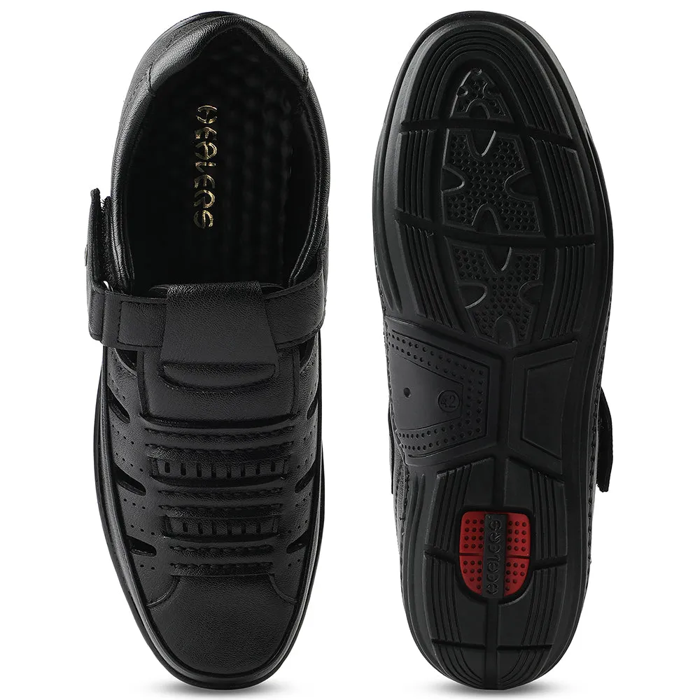 Healers Black Casual Sandal For Men ERL-19 By Liberty