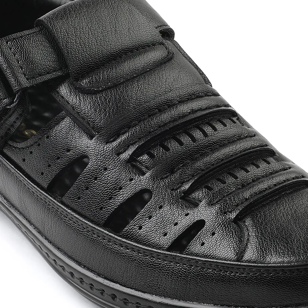 Healers Black Casual Sandal For Men ERL-19 By Liberty