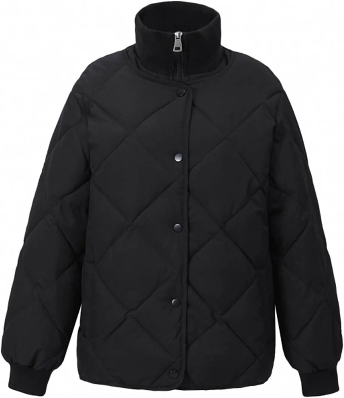 HGps8w Women's Thickened Quilted Puffer Jacket - Winter Casual Stand Collar Padded Down Coat Insulated Outerwear with Pockets