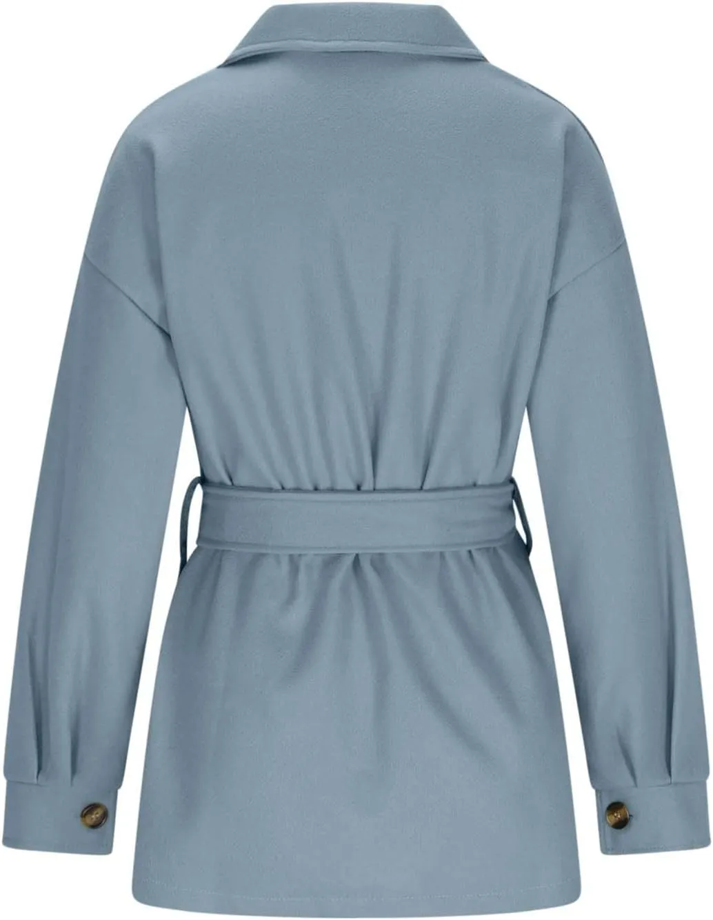 HGps8w Women's Winter Woolen Jacket Button Down Casual Midi Long Lapel Trench Coat Outwear with Pockets