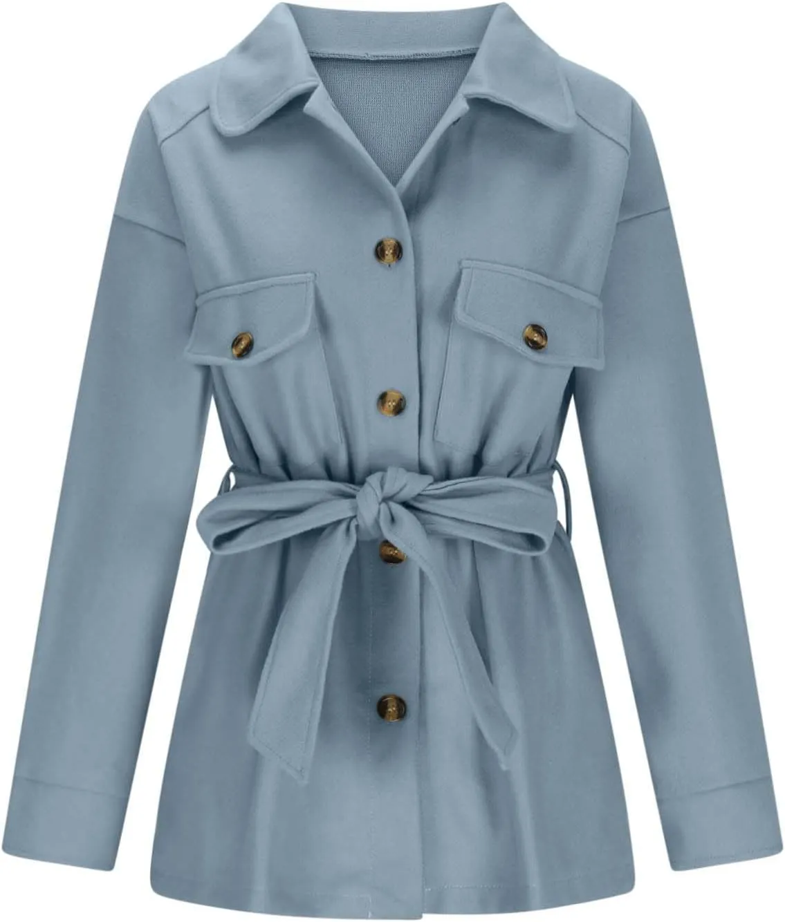 HGps8w Women's Winter Woolen Jacket Button Down Casual Midi Long Lapel Trench Coat Outwear with Pockets
