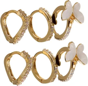Homoyoyo 3 Pairs Minimalist Butterfly Hoop Earrings for Women Chic Ear Jewelry Set Lightweight and Comfortable for Everyday Wear and Special Occasions