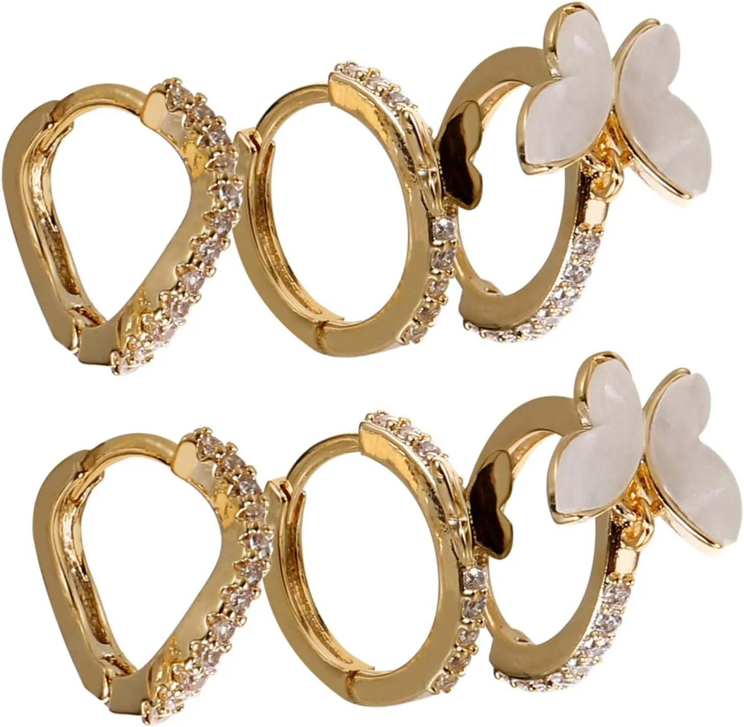 Homoyoyo 3 Pairs Minimalist Butterfly Hoop Earrings for Women Chic Ear Jewelry Set Lightweight and Comfortable for Everyday Wear and Special Occasions