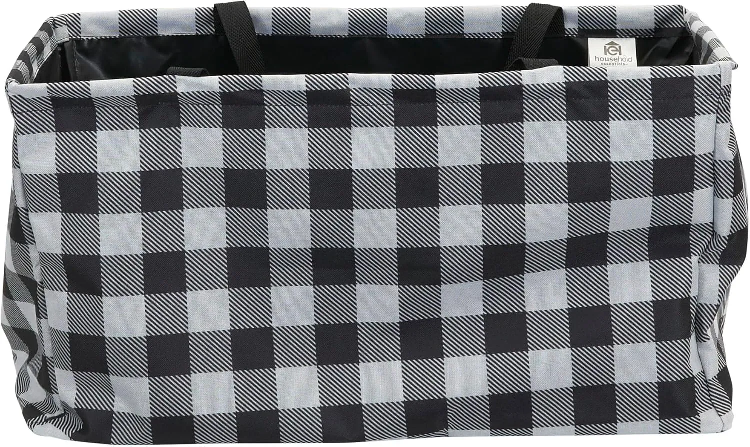 Household Essentials Black and White Plaid Krush Container All-Purpose Utility Tote