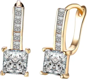 Huge Zircon Diamond Earrings Gold Plated Dangle Earrings for Women Trendy Gold Accessory