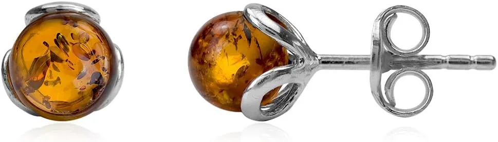 Ian and Valeri Co. Amber Sterling Silver Small Stud Earrings