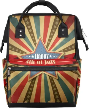 Independence Day Star Stripe Diaper Bag Tote Large Capacity Waterproof with Adjustable Shoulder Strap and Pram Straps Mommy Bag for Hospital Beach Weekender Travel
