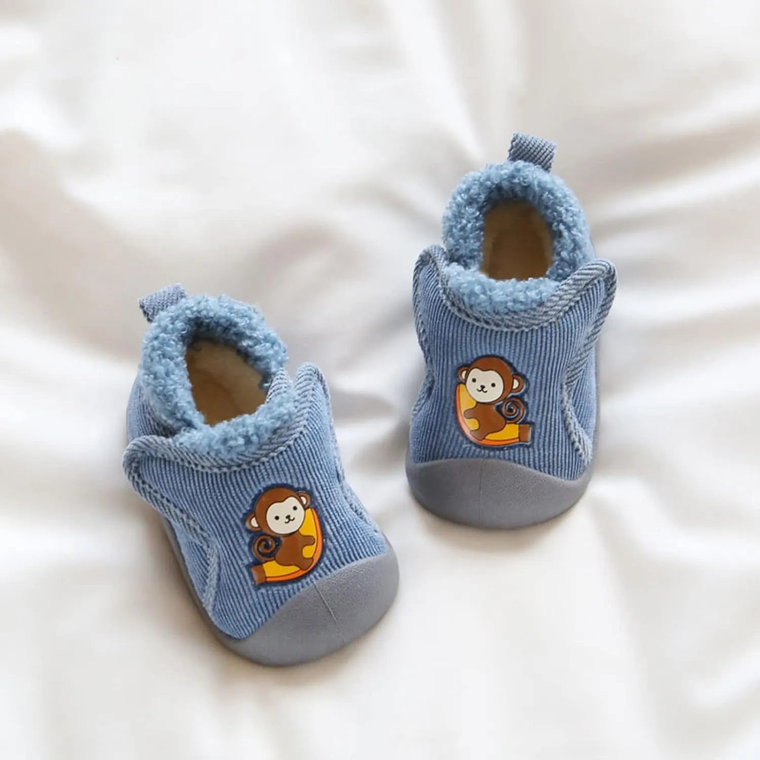 Infant Girls Boys ??artoon Cotton Cloth Plush Shoes Soft Flat Bottom Lightweight Slip On Warm Sport Shoes for Baby Shoes