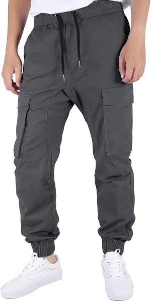 ITALYMORN Khaki Cargo Joggers for Men Elastic Ankle and Waist Casual Chino Pants with Pockets