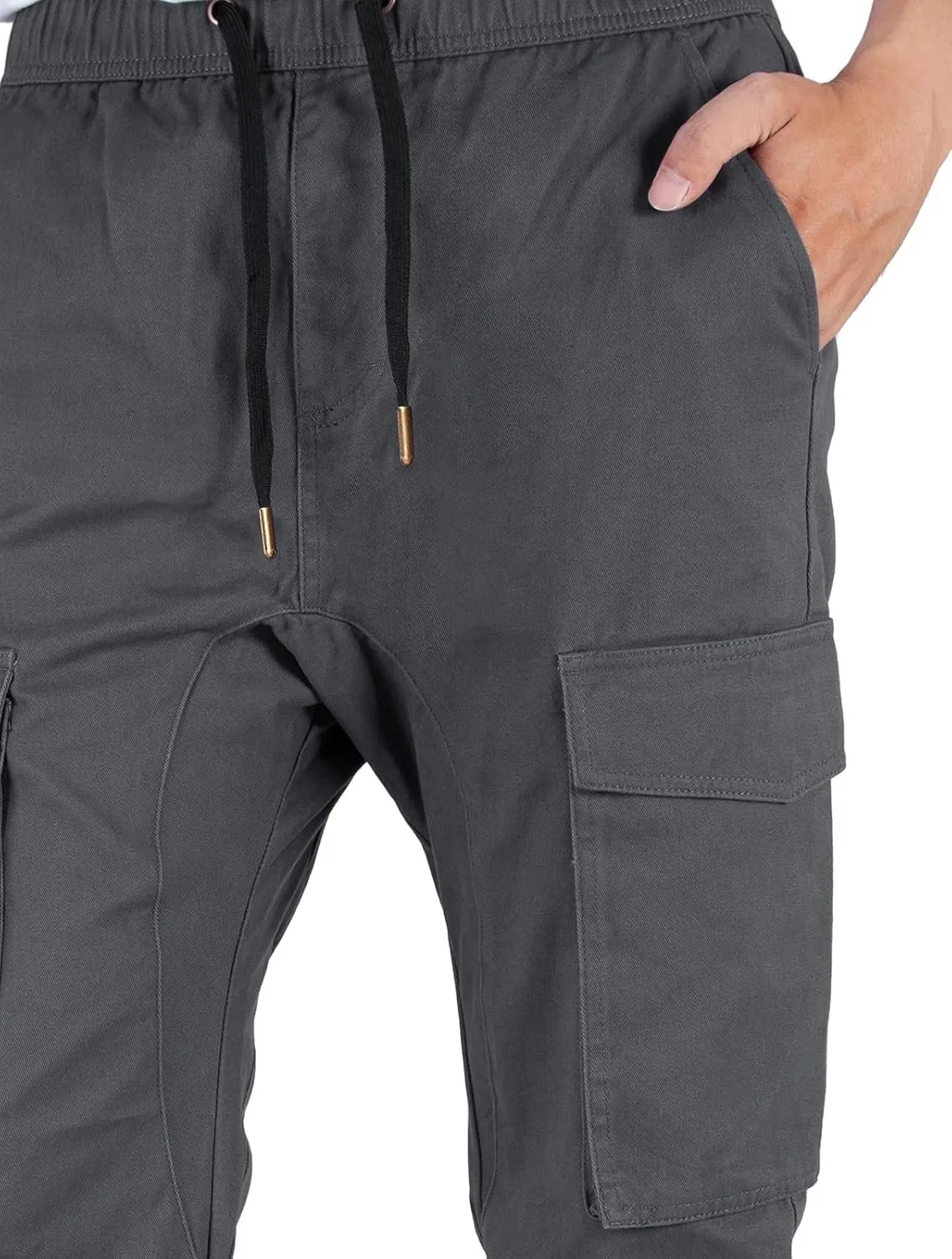 ITALYMORN Khaki Cargo Joggers for Men Elastic Ankle and Waist Casual Chino Pants with Pockets