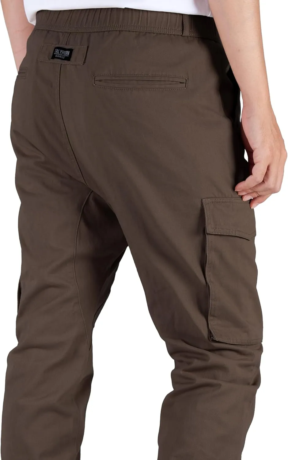 ITALYMORN Khaki Cargo Joggers for Men Elastic Ankle and Waist Casual Chino Pants with Pockets