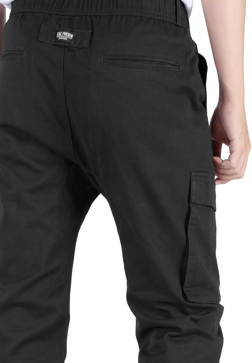 ITALYMORN Khaki Cargo Joggers for Men Elastic Ankle and Waist Casual Chino Pants with Pockets