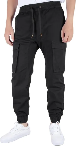 ITALYMORN Khaki Cargo Joggers for Men Elastic Ankle and Waist Casual Chino Pants with Pockets